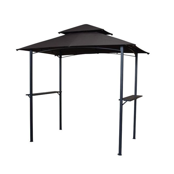 Seasonal Trends Windsor Grill Gazebo, 9488 in W Exterior, 5945 in D Exterior, 9646 in H Exterior, Brown 59662